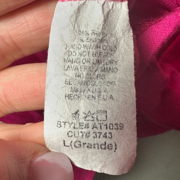 Jodifl Hot Pink Criss Cross Knot Hem Top size Large - Picture 7 of 7